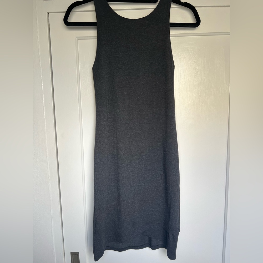 TNA heather grey cotton midi dress